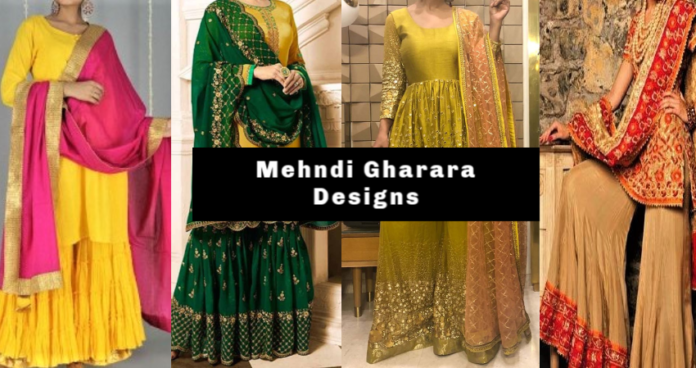Top Trending Pakistani & Indian Mehndi Gharara designs